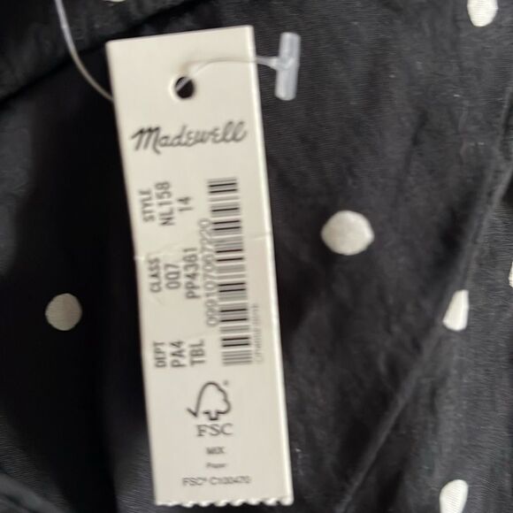 Madewell Layton Mini Slip Dress in Pure Black with Polkadots Size 14 NWT - Picture 6 of 8